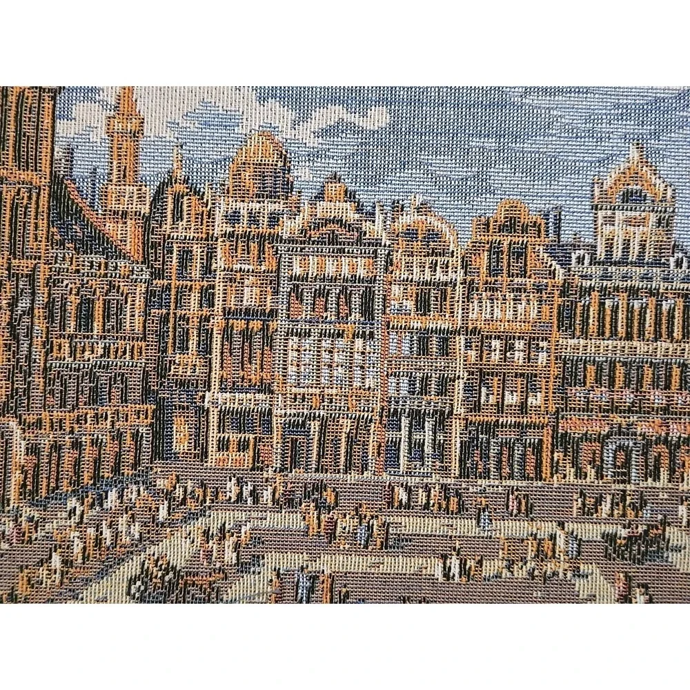 Grand Place in Brussels Framed Belgian Tapestry 20.5